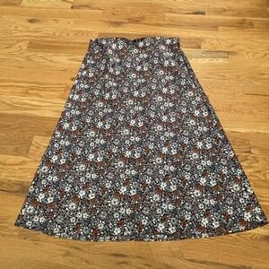 LOFT Floral Maxi Skirt Women Size L Boho Tropical Print Elastic Waist